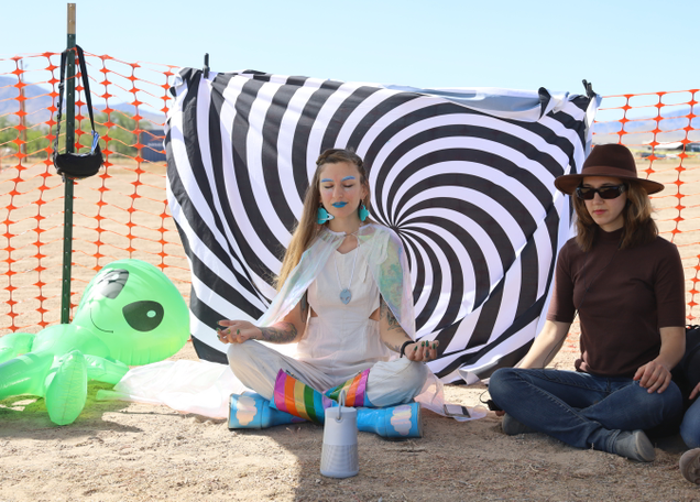 Unicole Unicron guides a group meditation to communicate with aliens.